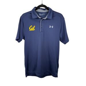 Mens Under Armour UC Berkeley Cal Blue Short Sleeve Collar Polo Tee Shirt -Small